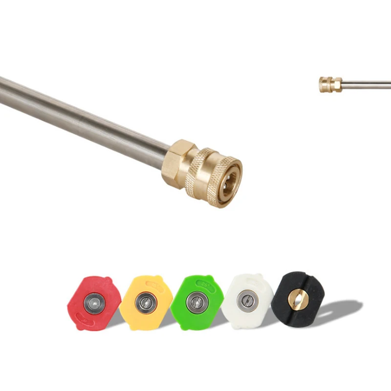 Оптовая продажа 5000psi губка для мытья автомобиля высокого пистолету мойки высокого давления с 1 шт. прямые и изогнутые палочка 5 цветов сопла и медный разъем