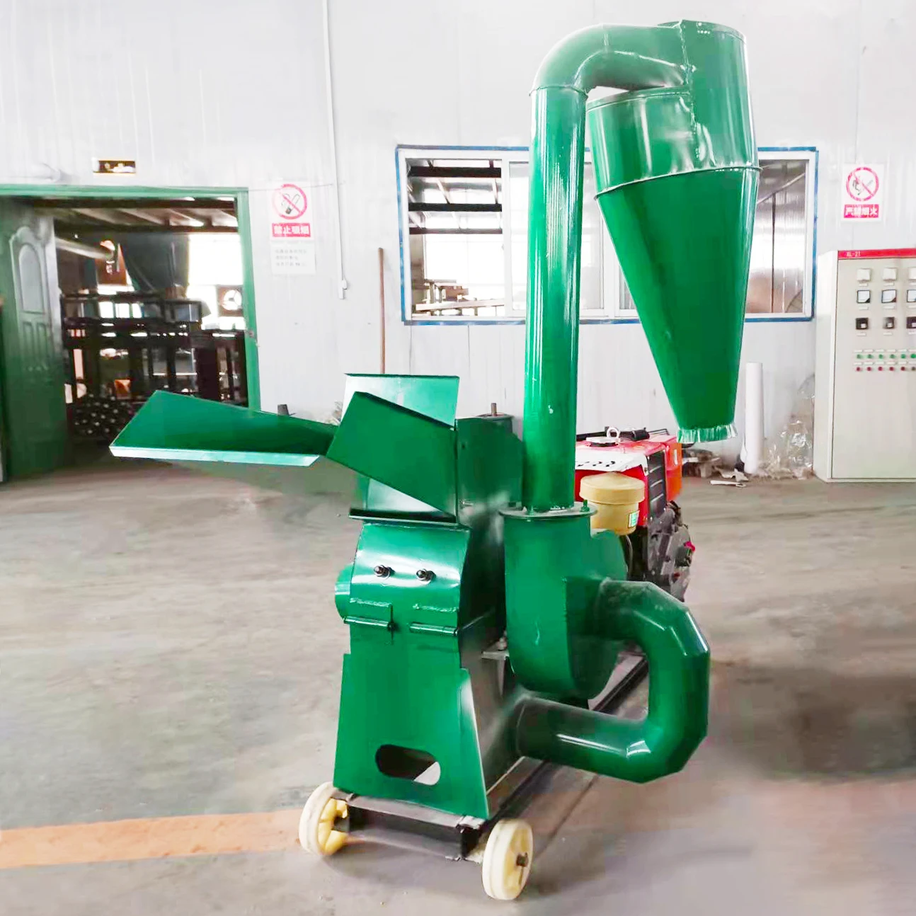 Diesel Hammer Mill Grinder Machine Electric Corn Flour Cursher Animal Feed Straw Grass Chopper Shredder With Cyclone