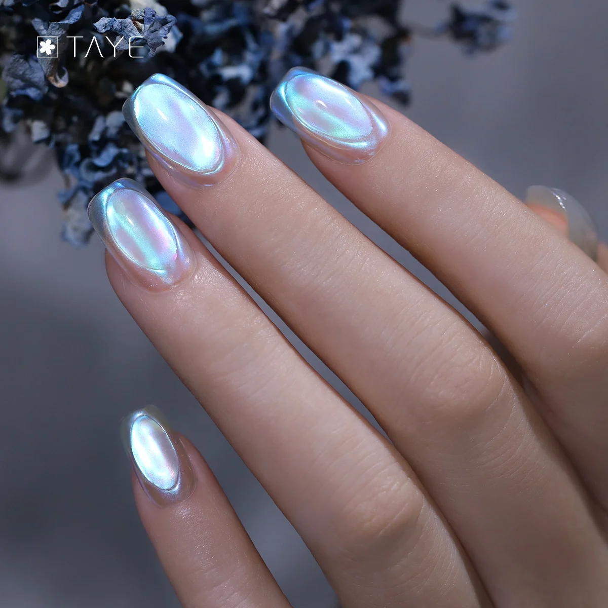 6 Colors Iridescence Solid Powder Nail Metallic Glitter Aurora Mirror Nail Chrome Powders