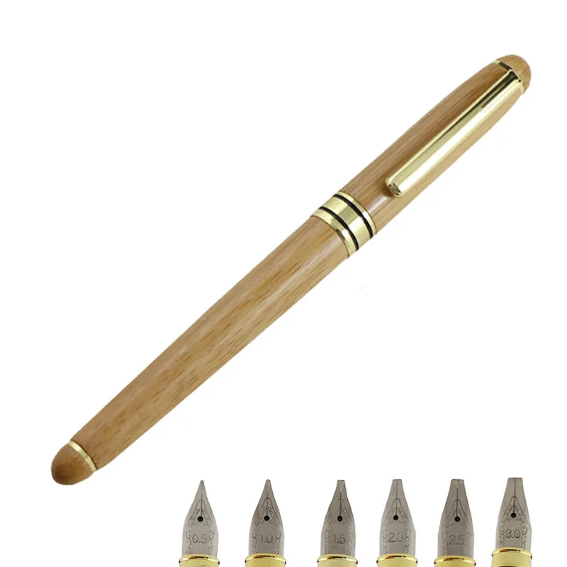Custom logo wooden bamboo fountain pens calligraphy pens with different nibs