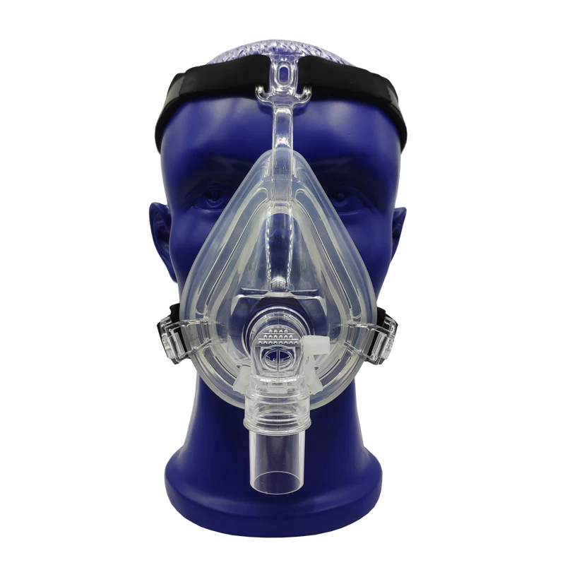 
FA-04A full face CPAP silicone face shield for auto BIPAP BMC Resmed Respironics machine with black cpap headgear straps 