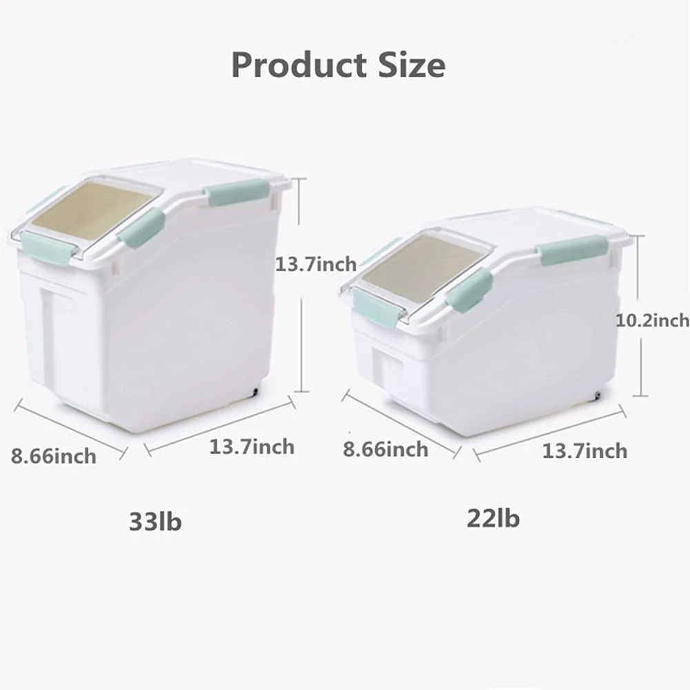 Pet Food Storage Container with Wheel and Lid Plastic Pet Food Bin 22lb for Home Kitchen Dog Cat Food Rice Grain Cereal Storage