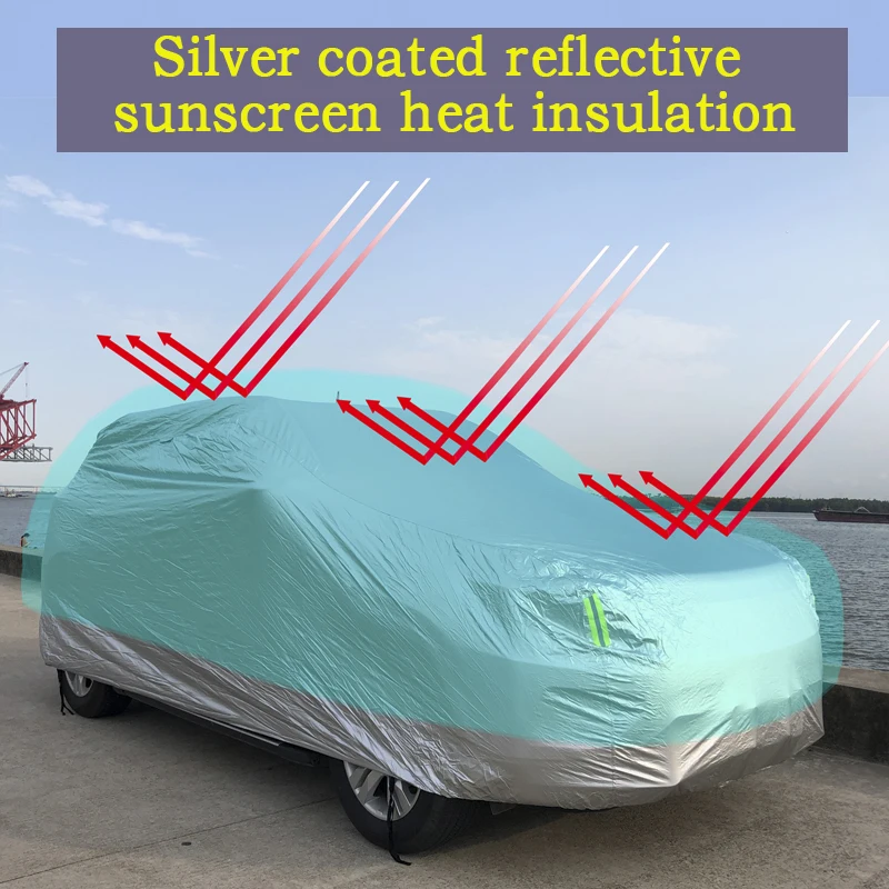 bulk drop shipping solar charging silver coated reflective sunscreen heat insulation auto car tent car coat smart auto car cover