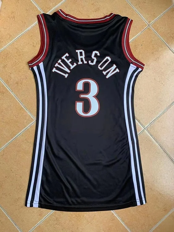  76er #3 iverson Черное женское баскетбольное платье Джерси горячее давление полиэстер дышащая быстросохнущая Женская одежда для баскетбола