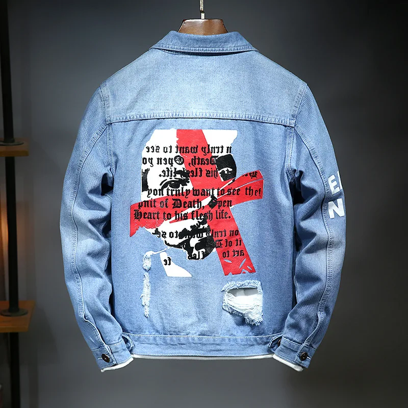 OXGIFT wholesale custom black blue mens denim jacket men