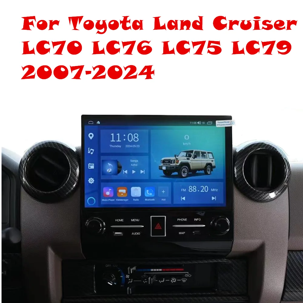 10.6 Inch Android Car Radio GPS Navigation Carplay Multimedia Video Player Toyota Land Cruiser LC70 LC76 LC75 LC79 2007 to 2024