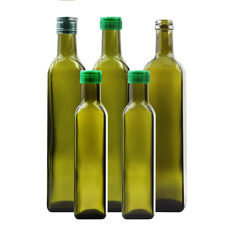 walnut camellia 250ml 500ml 750ml 1000ml empty fancy round square antique squeeze green marasca glass bottle olive oil bottle