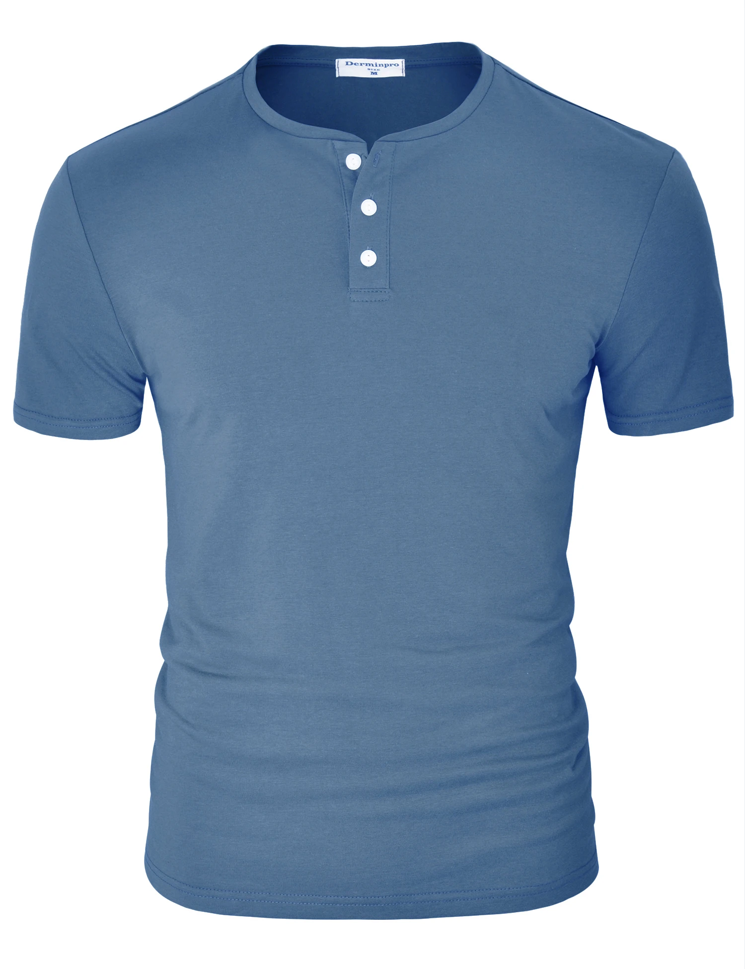 Low MOQ Wholesale Clothing Men Solid Color White Henley T Shirt