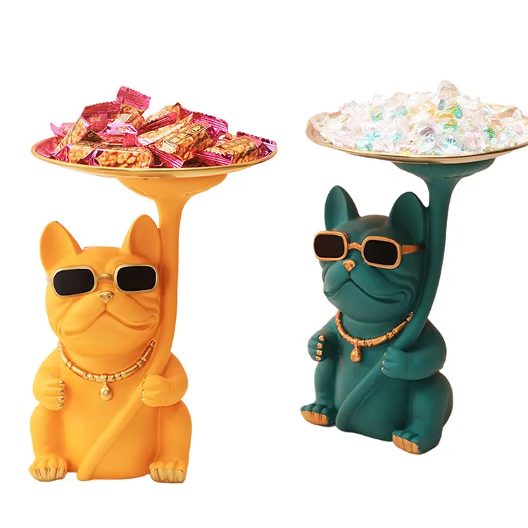 Special Hot Selling Entrance Bulldog Tray Decoration Animal Dog Storage Tray Sculpture