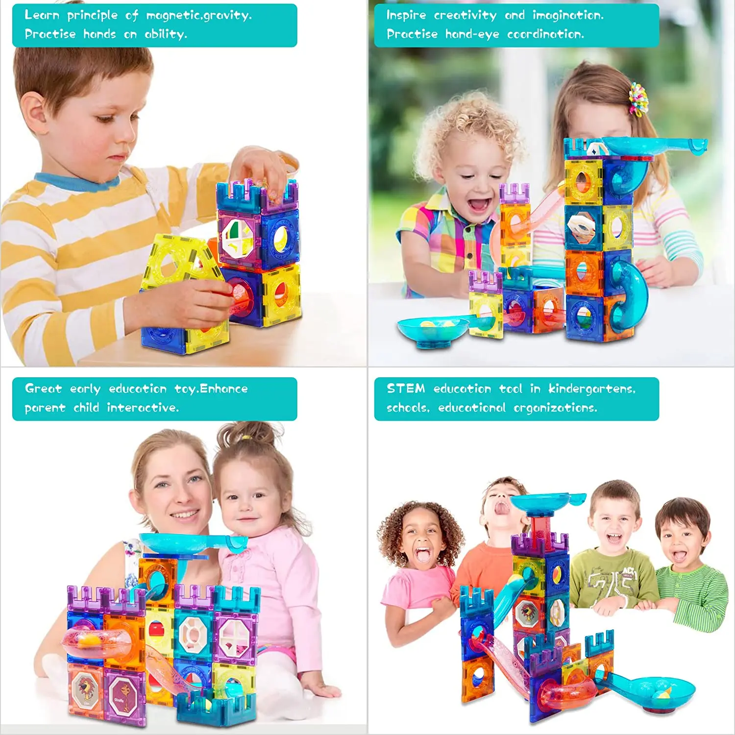High Quality Magnetic Construction Toys Marble Run Magnetic Tiles Set