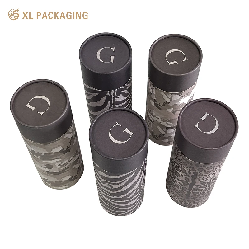 Custom Premium Matt Black Paper Tube Cardboard Round Gift Box Cylinder For Perfume Bottle Packaging