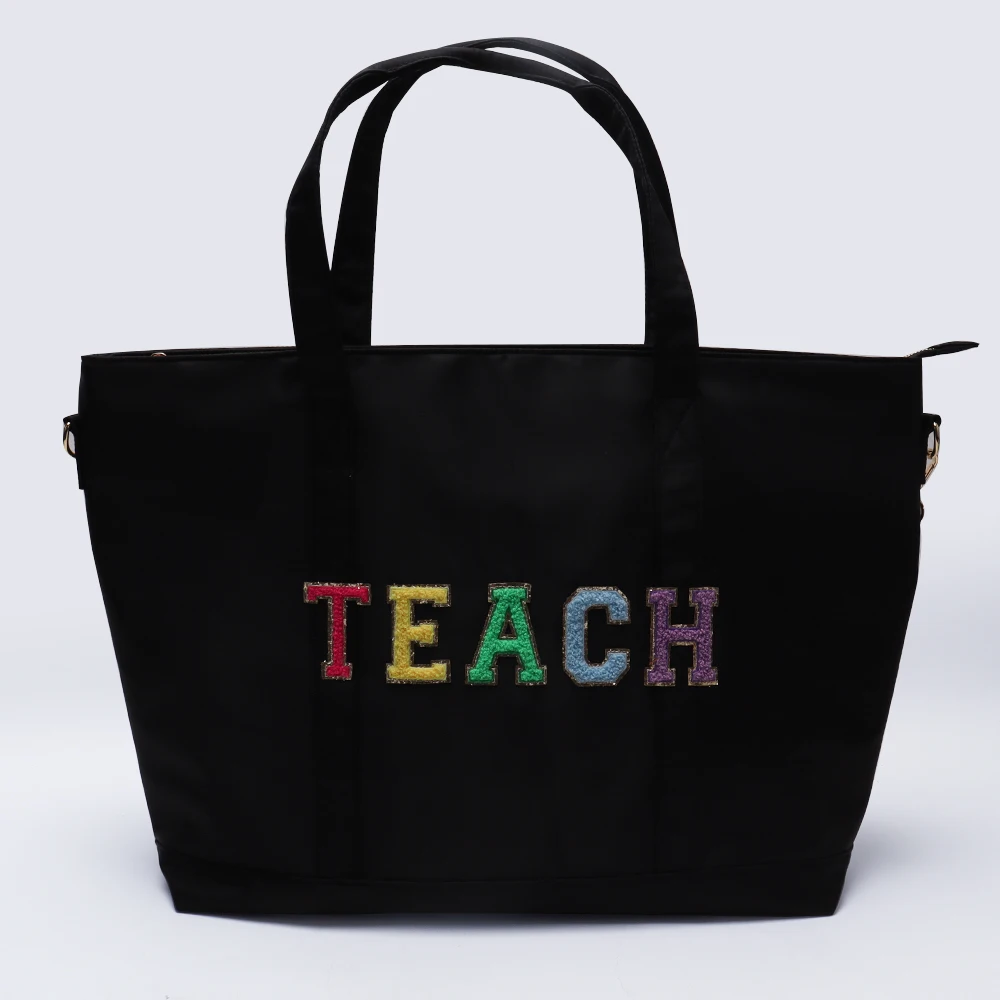 Machine Washable Eco Friendly Women Men Large Size Work Travel Beach Bag Waterproof Tote Bag Plain Pink Black Nylon Tote Bags