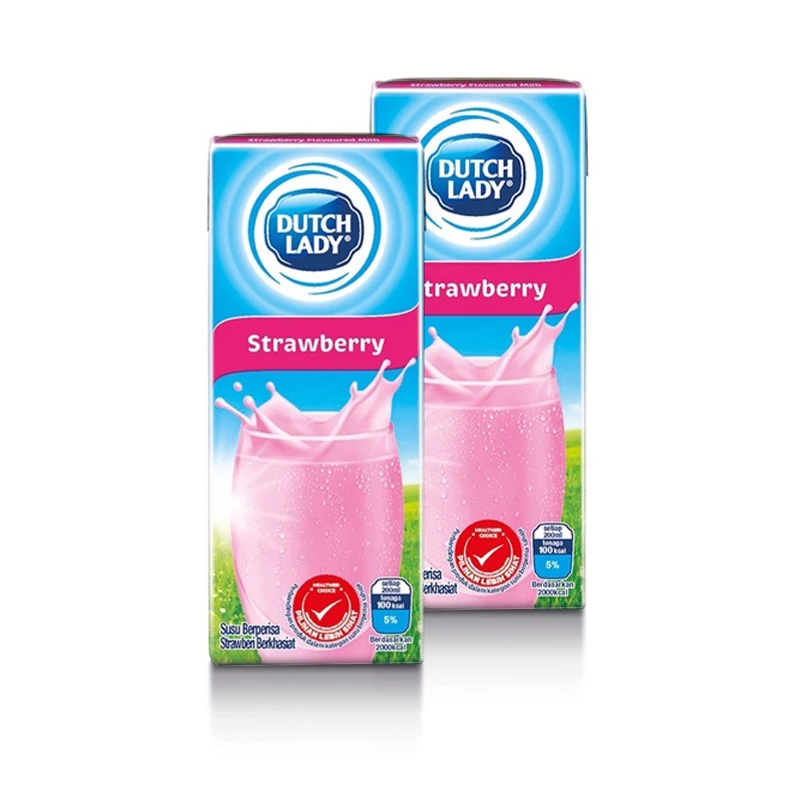 Wholesale Supplier Dutch Lady UHT Strawberry Flavoured Milk 200ml with Delicious and Full of Nutritious