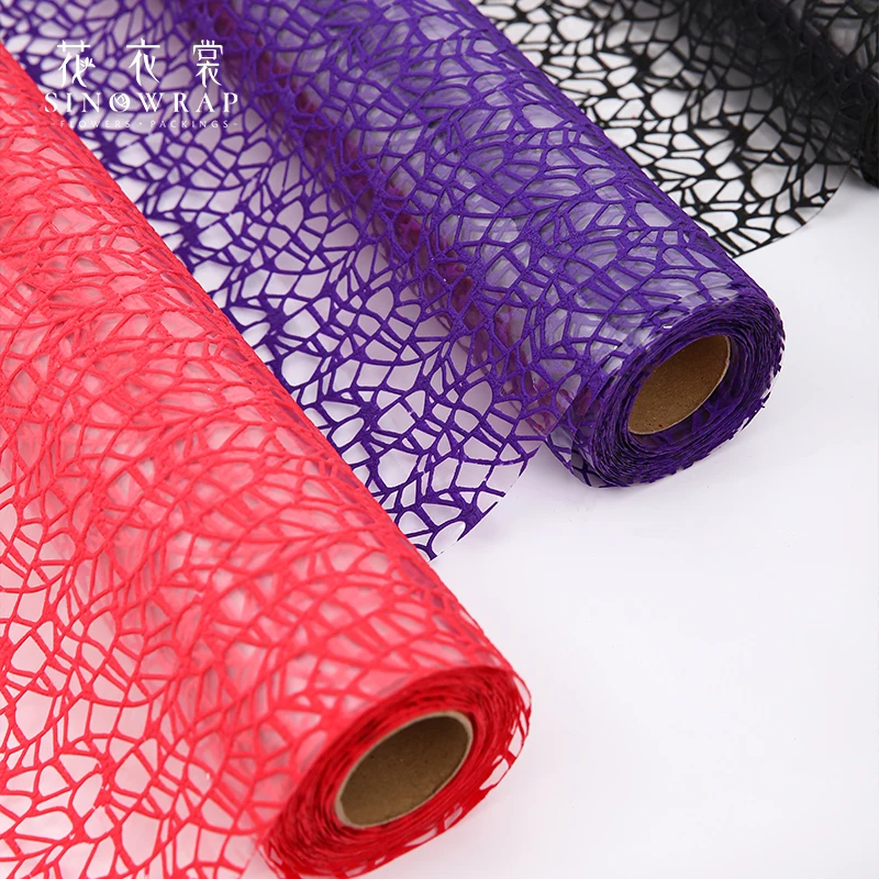 SINOWRAP Hot Sales Mesh Flower Wrapping Paper Raised Printing Waterproof 60cm*5Yard Cellophane Wrapper Florist Supplies