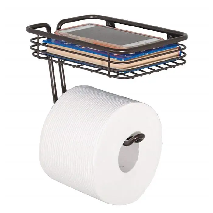 Freestanding Toilet Paper Roll Holder Metal Toilet Paper Roll Holder with Shelf OEM ODM Toilet Paper Holder