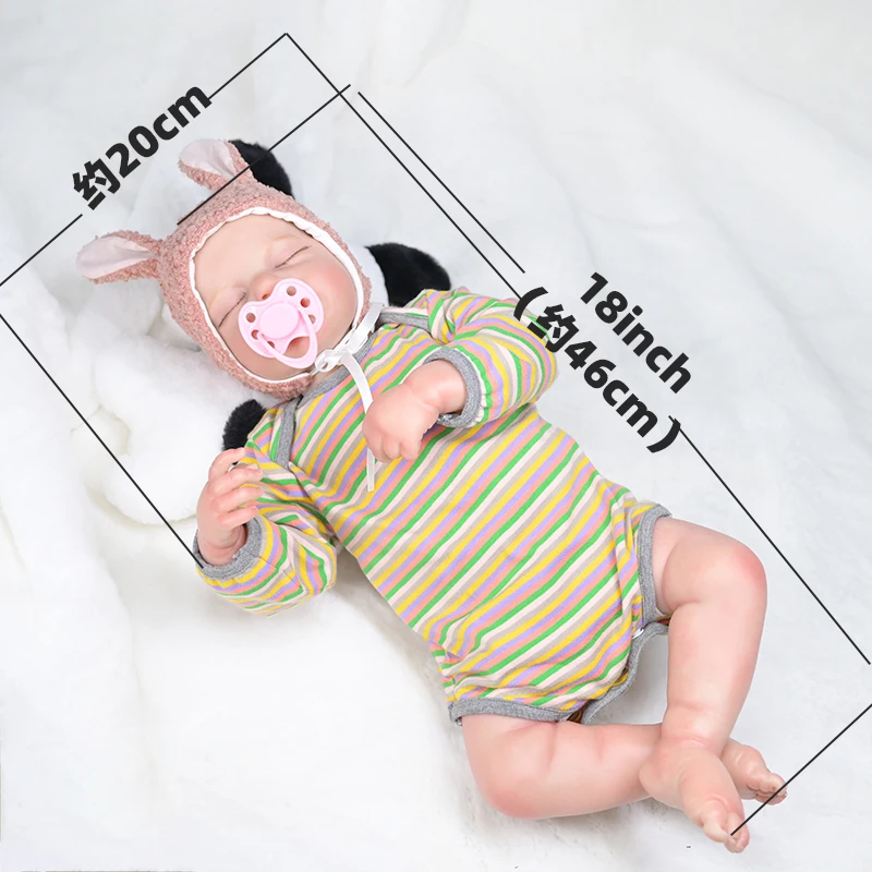 18 inch  Custom Doll Fashion Vinyl Rebirth Doll Soft Rubber Simulation Baby For Birthday Christmas Gift Reborn Dolls Painted