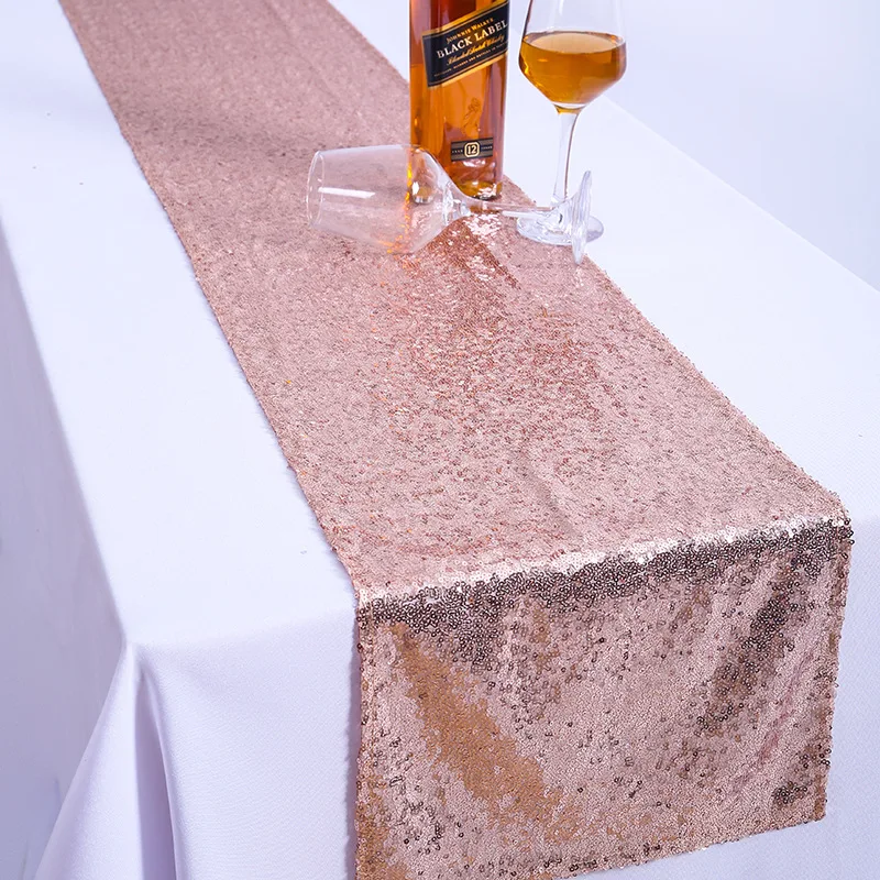 Hot Sale Good Quality Gold Sequin Table Runner For Wedding