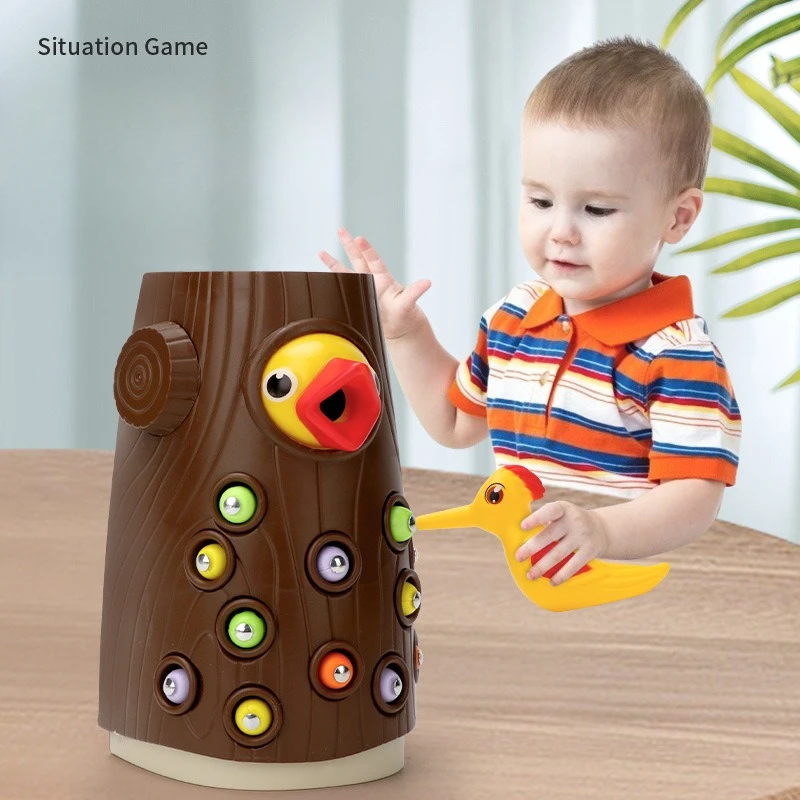 Magnetic Woodpecker Bug Hunt Game Benefits Intellectual Development Early Education Girl Children Magnetic Fishing Toy Baby