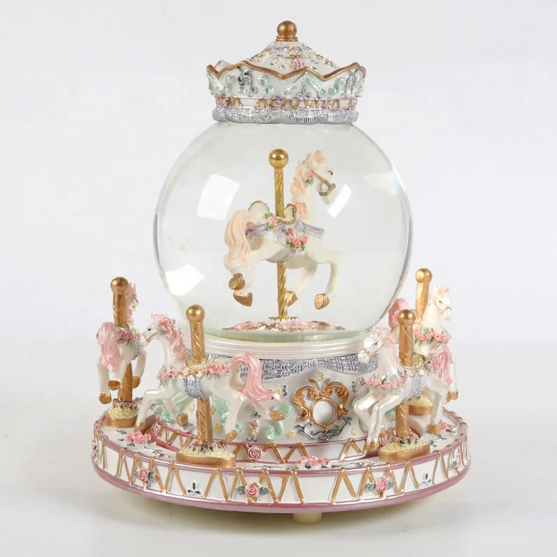 New style Creative Merry Go Round High Quality Wholesale Classic crystal ball Music Box Custom Toy carousel horse Music Boxes