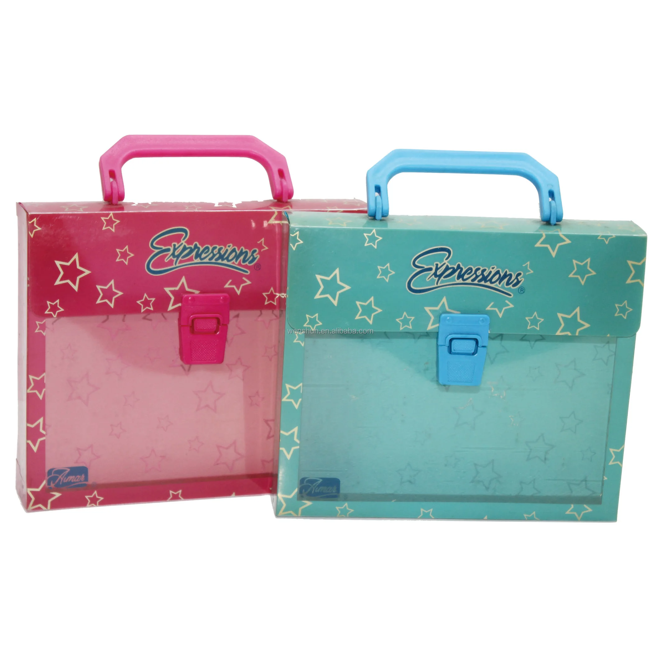 A4 Size Plastic Portfolio Briefcase PP Document Bag Plastic File Box with Handle PP file Case