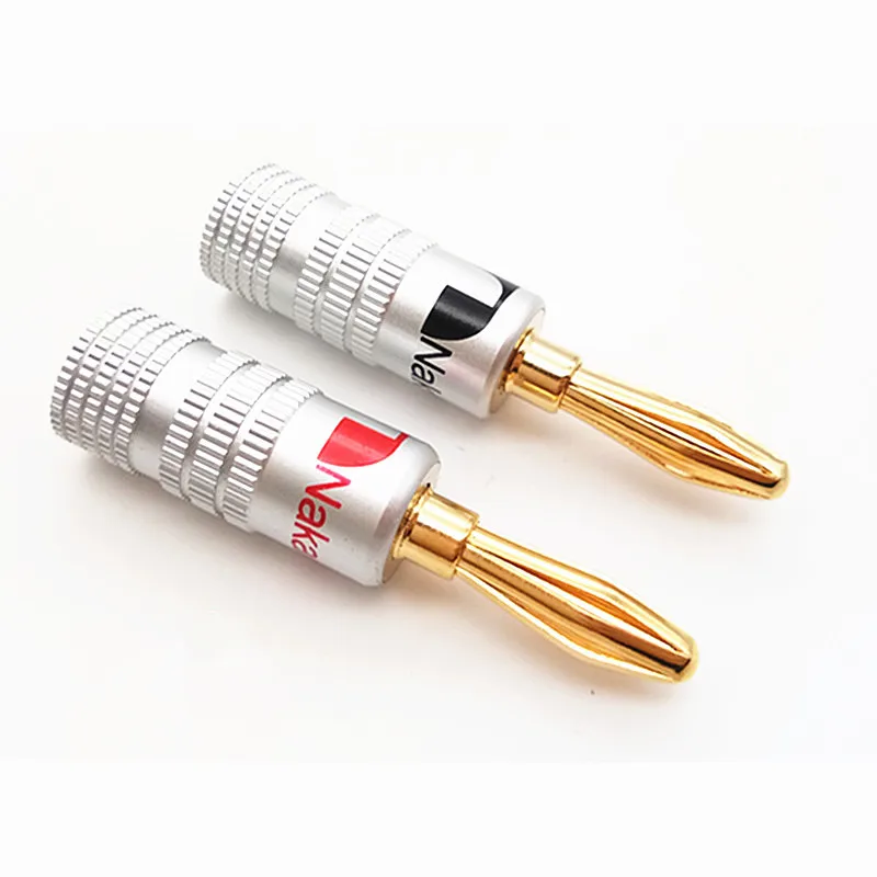 High Quality Nakamichi Straight 4mm Banana plug 24K Gold Plated Copper BFA Male Speaker Audio Connector