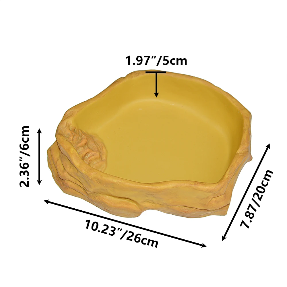 Reptile Water Dish Terrarium Resin Rock Water Bowl Pets Bowls and Feeders Turtle Reptile Food Water Feeding Bowl