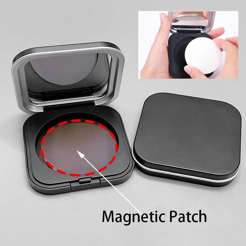 Empty Packaging Boxes Eyelash Boxe Compact Case With Mirror Blush Compact Tractor Makeup Compact Case Luxury Matte Black Cover