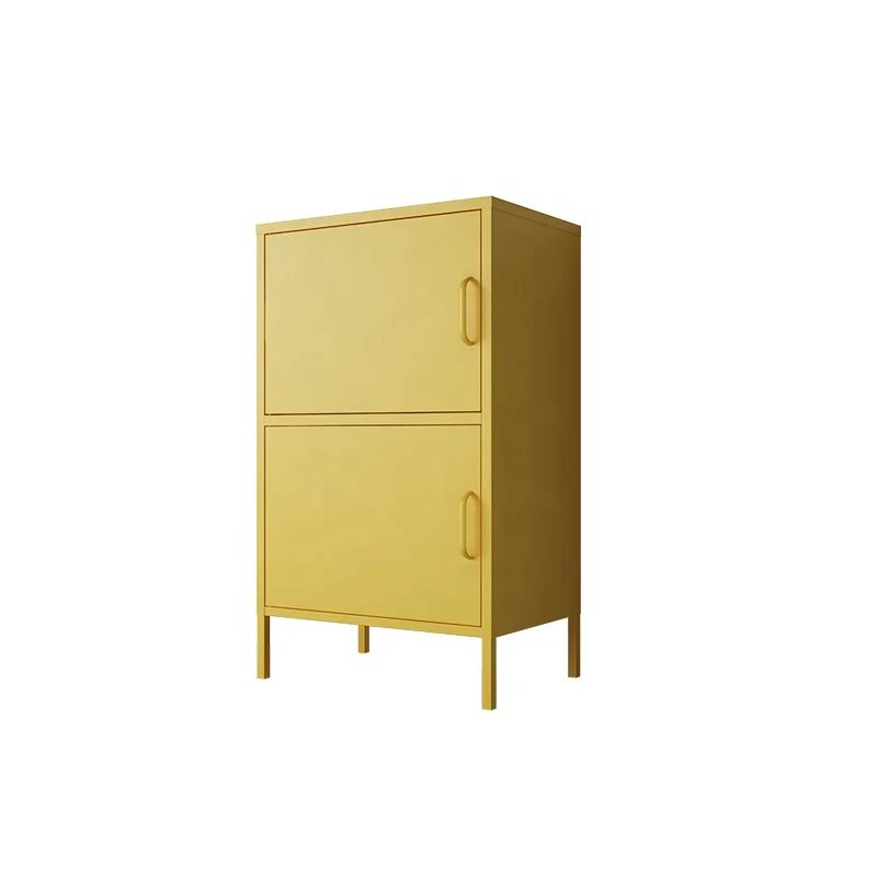 China Manufacturer Metal Living Room Furniture 2 Single Door Mini Locker Thickened New Design 2 Layer Cabinet