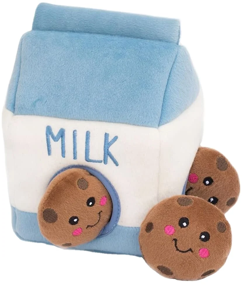 Plush Chew Pet Toys Clean Tooth Cartoon Animal Dog Squeaky Toys Milk And Cookies Puppy Dogs Doll