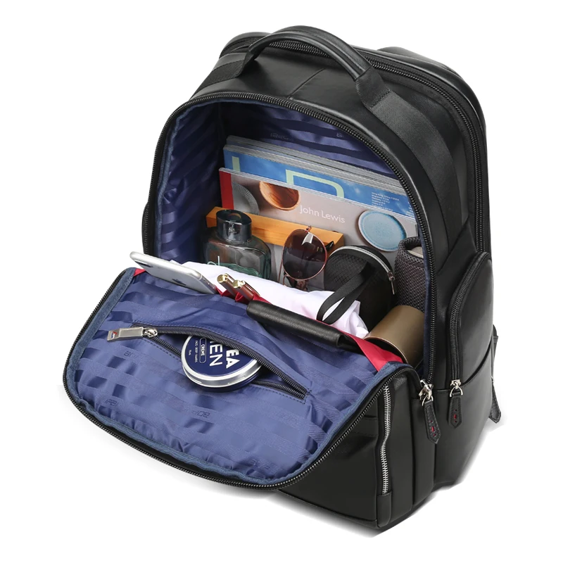 
BOPAI luxury laptop travel business waterproof usb genuine leather bagpack men notebook smart backpack custom 
