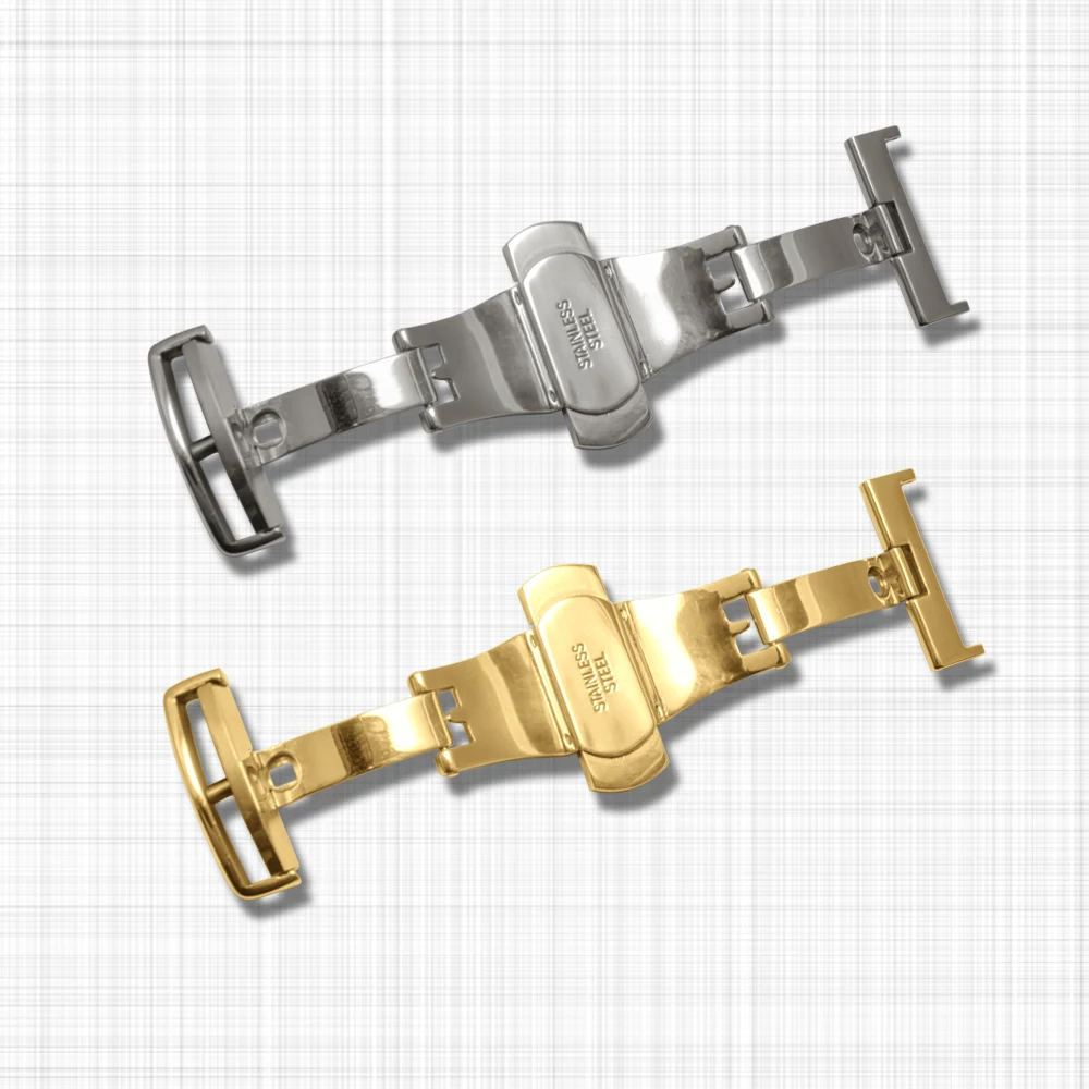 Stainless Steel 304 watch Belt folding buckle Gold and silver Double Push Buckle wrist watch parts