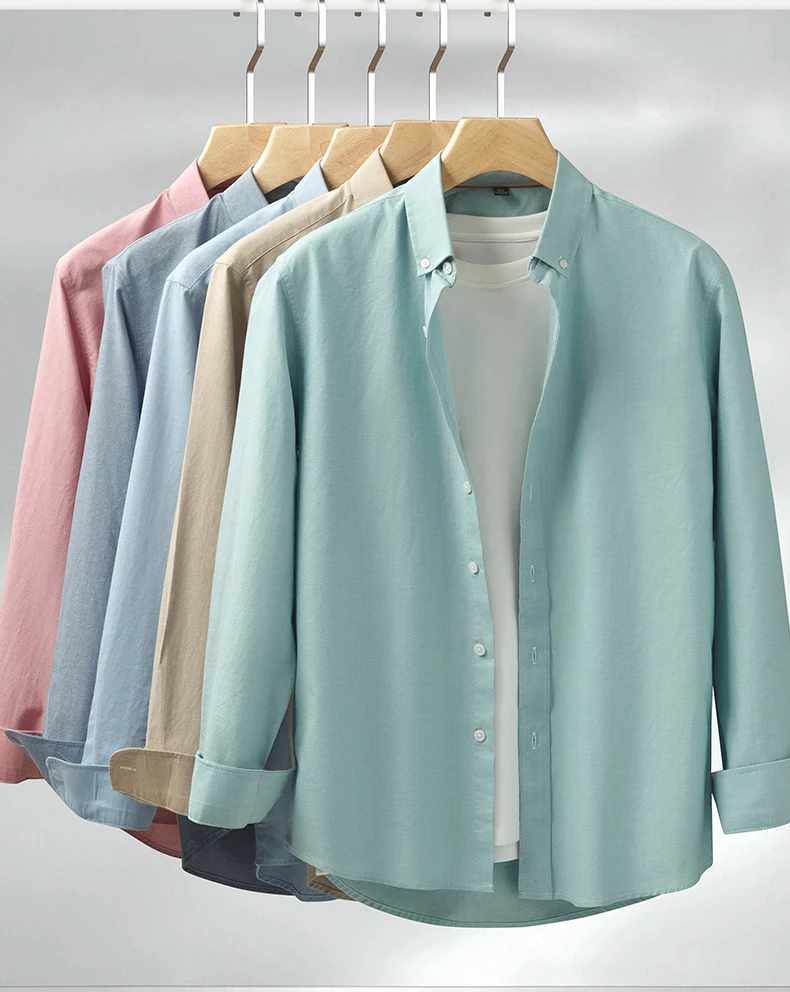 Мужская хлопковая рубашка с длинными рукавами