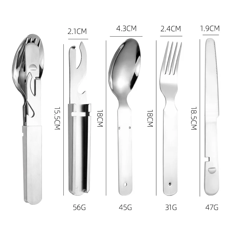 Portable Outdoor Picnic Four-Piece Knife Fork Spoon Camping Cutlery With Bottle Opener