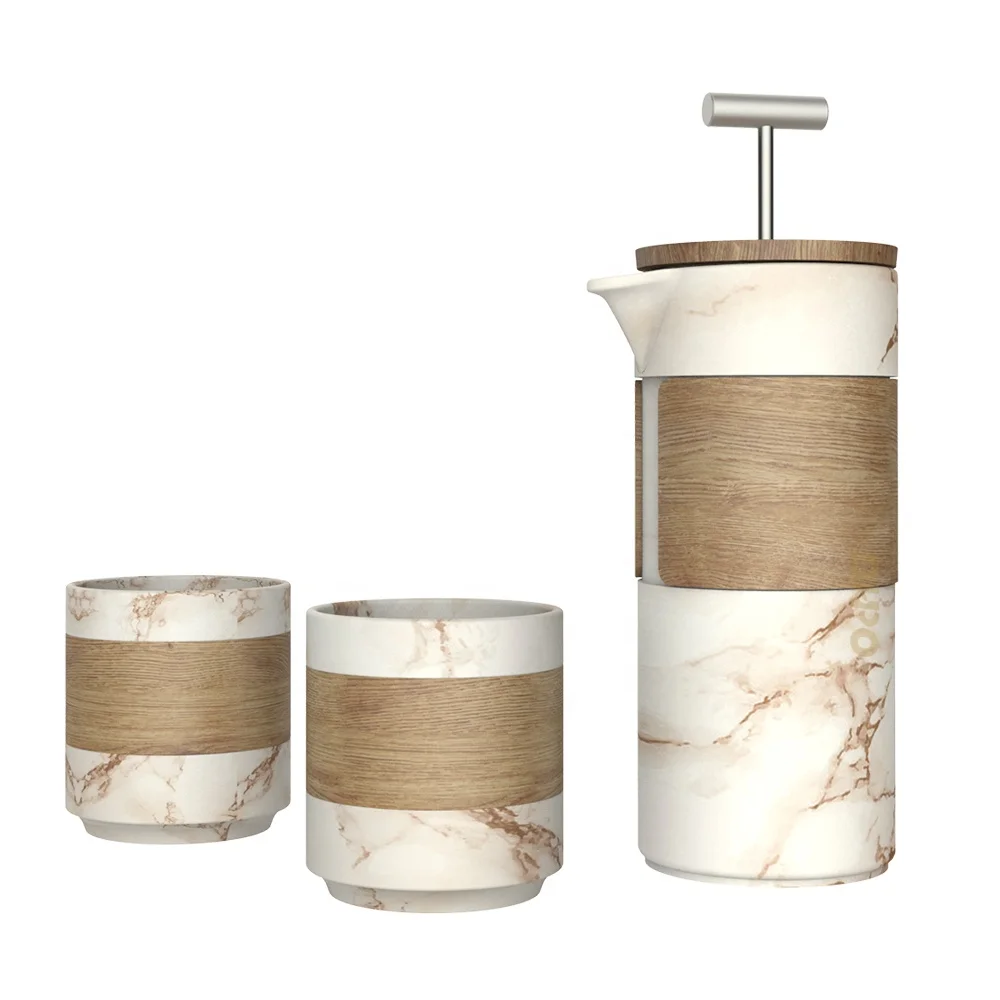 DHPO barista roaster travel French Press Cup Tea Maker Coffee Pot gift set with wooden box