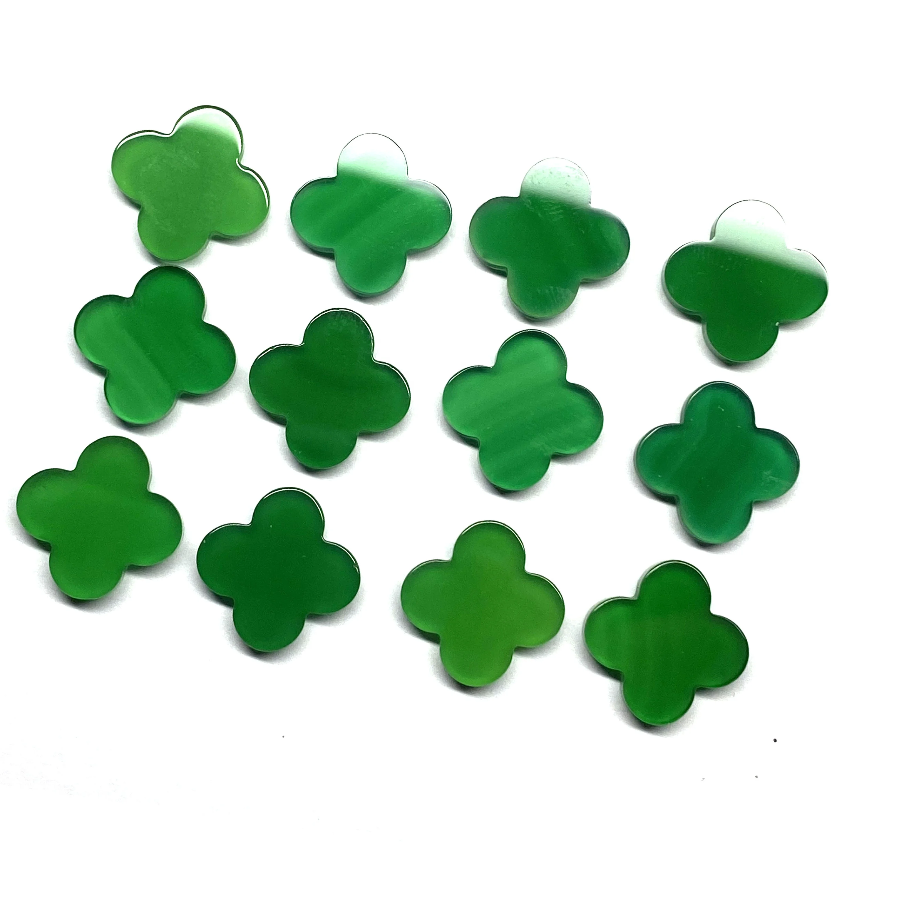 Wholesale Price Natural green agate clover stone clover jade for Jewelry Making