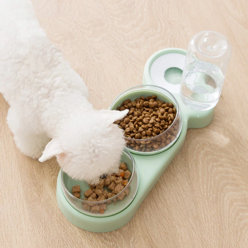 Cat Food Bowl Automatic Feeder Water Dispenser Pet Dog Cat Food Container Drinking Raised Stand Dish Bowl Pet Waterer Feeder