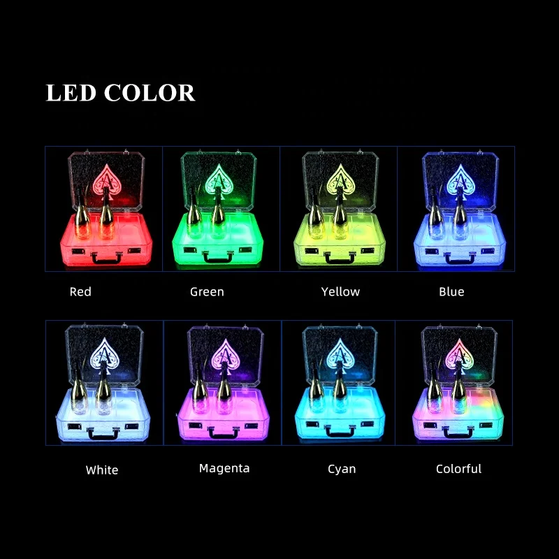 OEM Customized Ice rock Ace of Spade LED Champagne Wine VIP Cup glass bottle storage lockbox Crate Premium Collection Suitcase