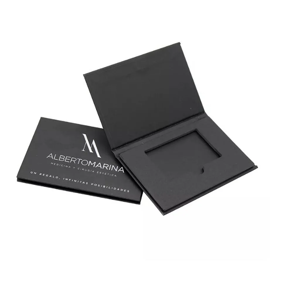 Black Wholesale Custom Logo Premium Luxury Cardboard Paper Packing Credit Gift Card Box with Eva and Magnet Button