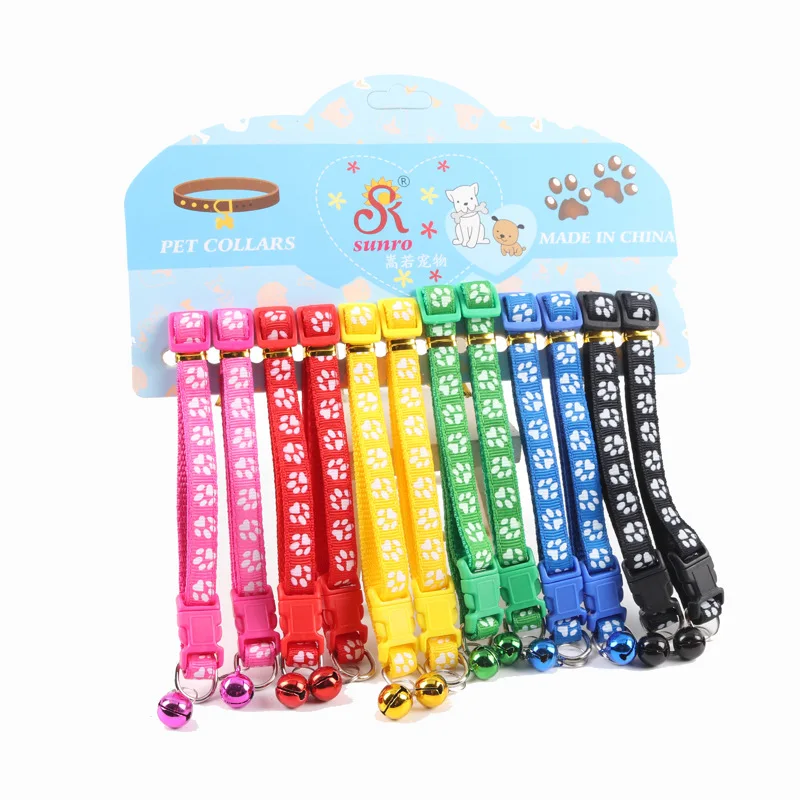 Multicolor Custom Print Adjustable Light Reflective Nylon Striped Cat Dog Pet Collar With Bell