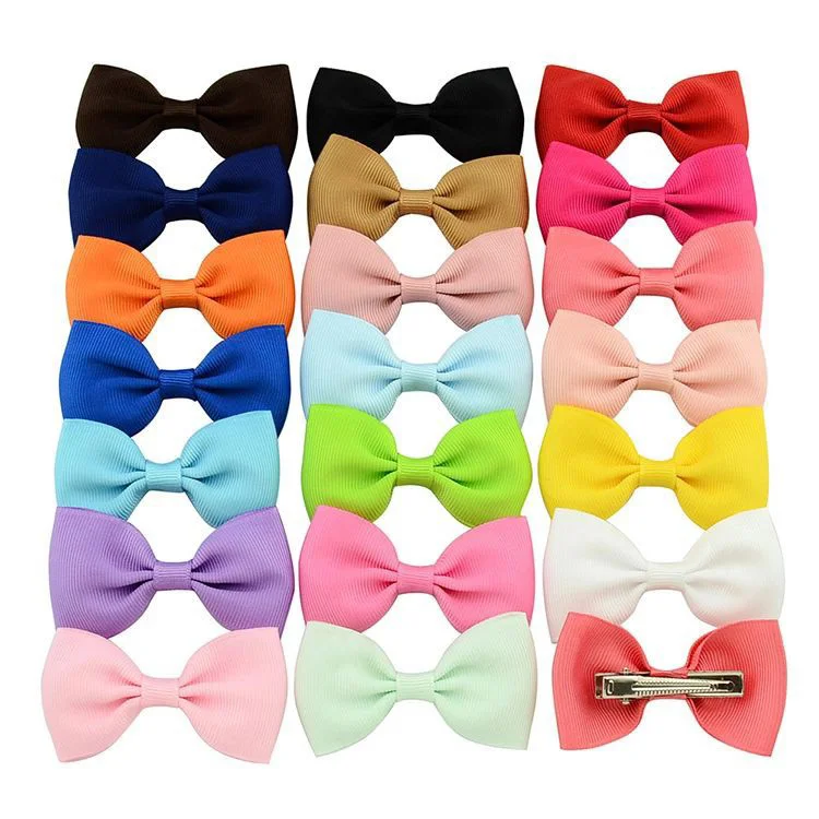 Hot Sale  Girls Solid Color Ribbon Bow Hair Clips  Handmade Bows Hairpins  kids accessories