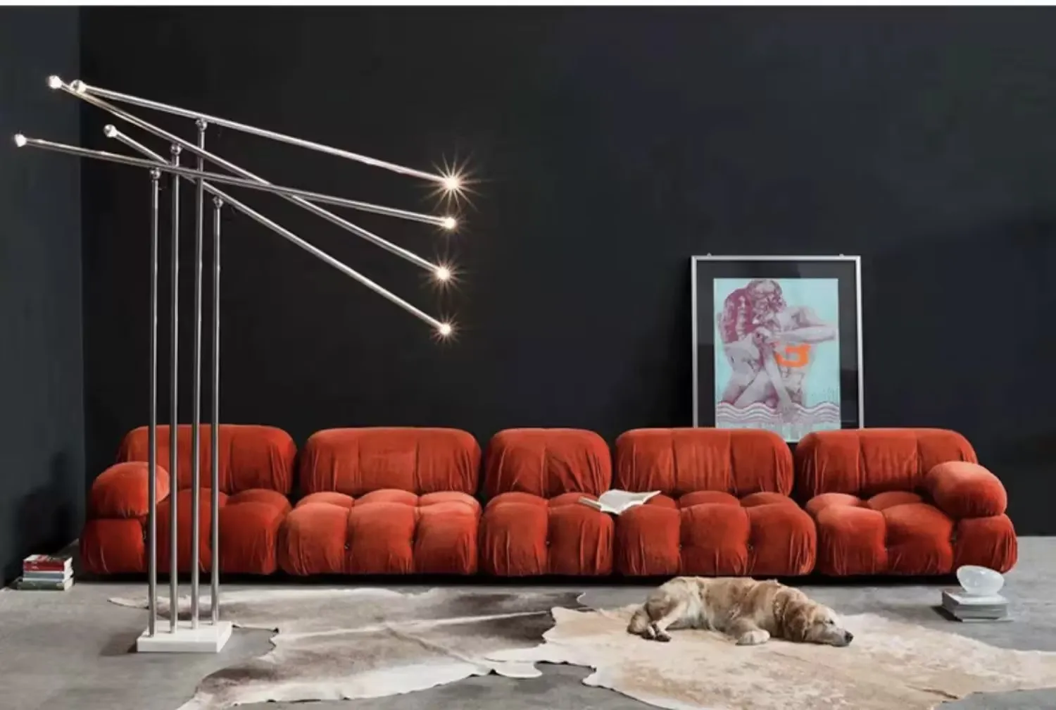 Italian Luxury Fabric Sofa Minimalist Mario Module Combination Extendable Wood Set for Kitchen Villa Bathroom