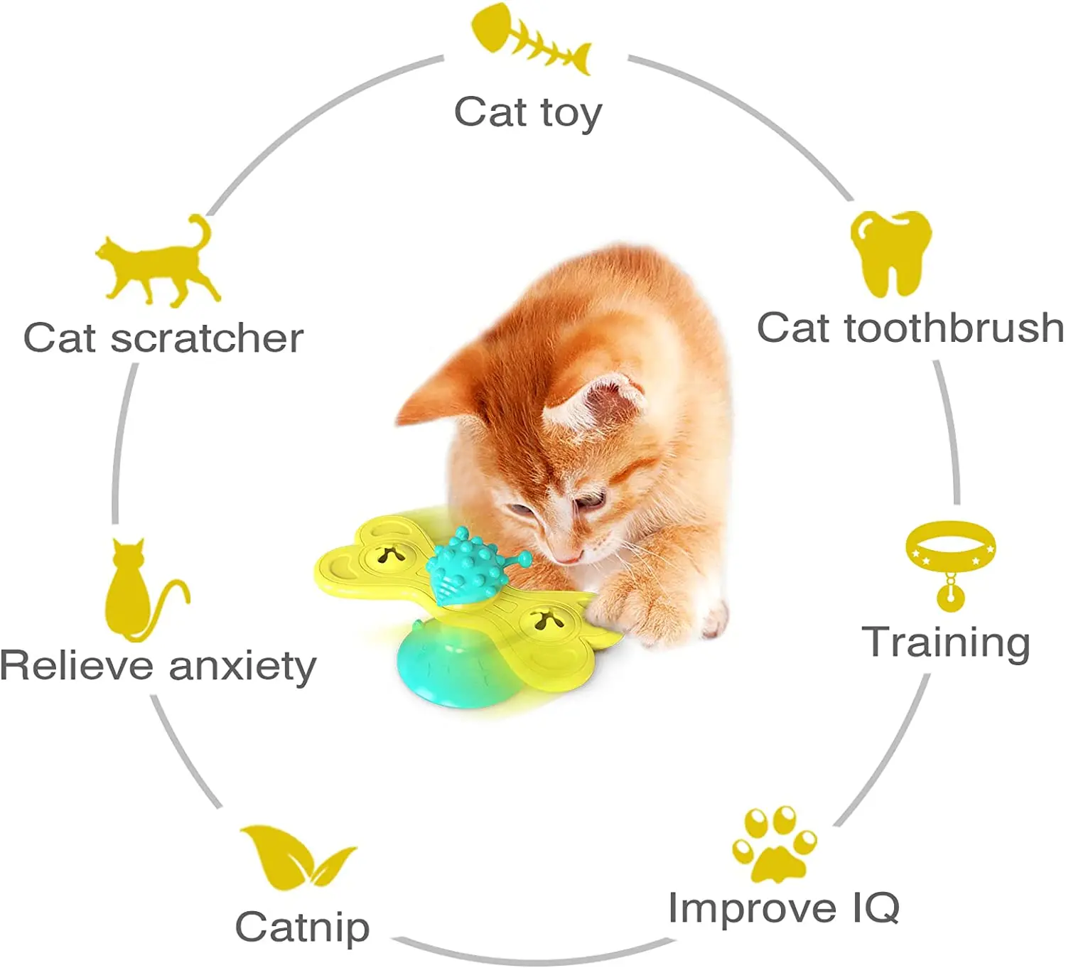 Wholesale Custom Puzzle Kitten Suction Cup Cat Windmill Toys Interactive Pet Cat Toys