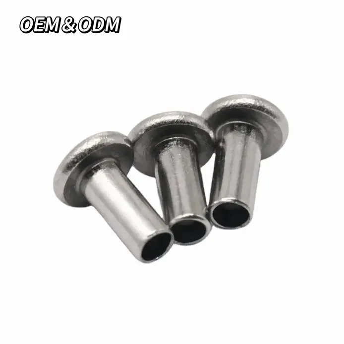304 Stainless Steel Leather Rivet Semi Tubular Round Head Hollow Rivet Custom Tubular Rivets
