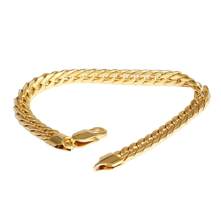 OMKAIMING 2021 Design Stainless Steel Chain Cuban Bracelet for Women Fashion Men Hip Hop Gold Bracelets