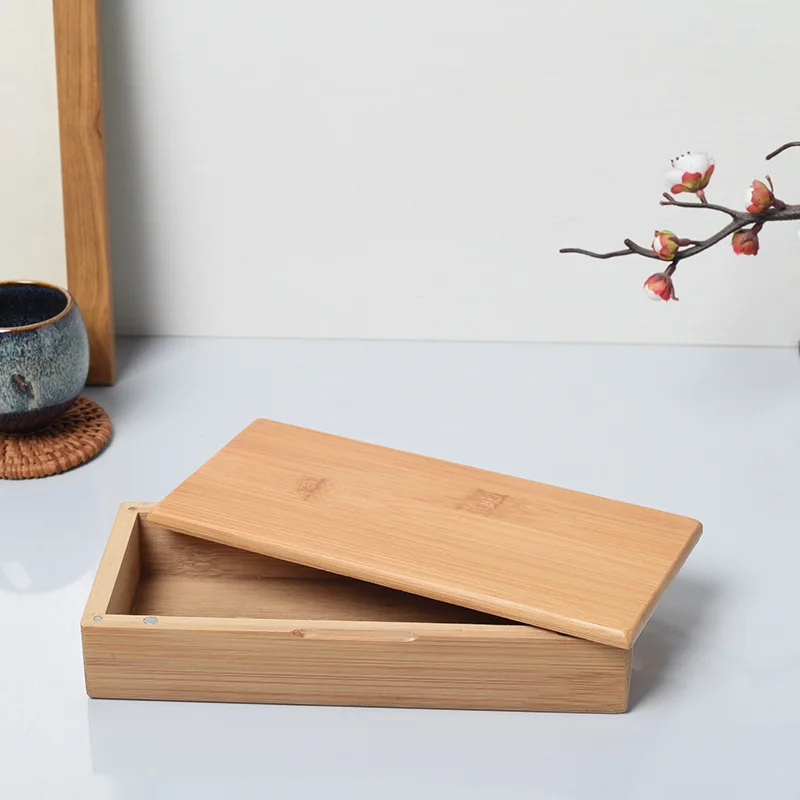 Bamboo Wood Square Magnetic Cigar Box Solid Walnut Lacquer for Jewelry Storage and Gift Presentation