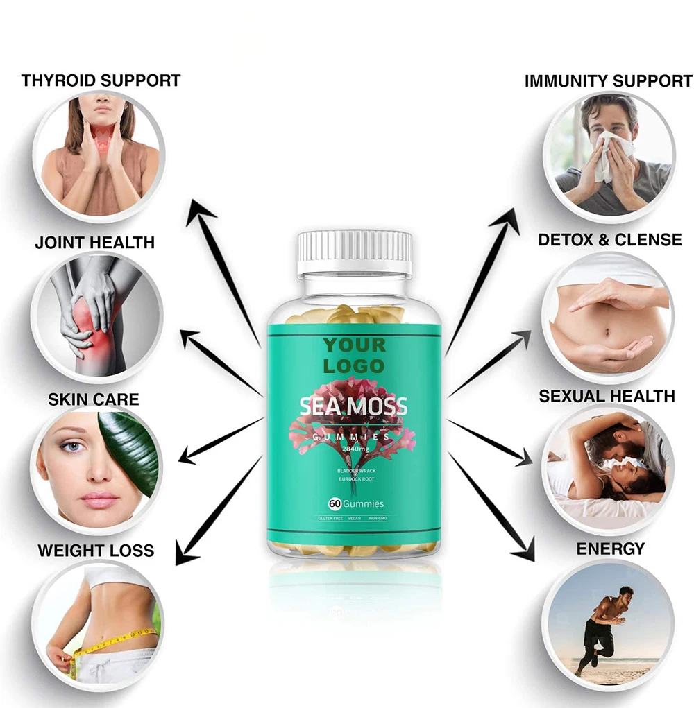 Health Benefits Organic Nature Bladderwrack Root Fresh Elderberry Simsima Vegan Sea Moss Booty And Butt Gummies For Weight Loss