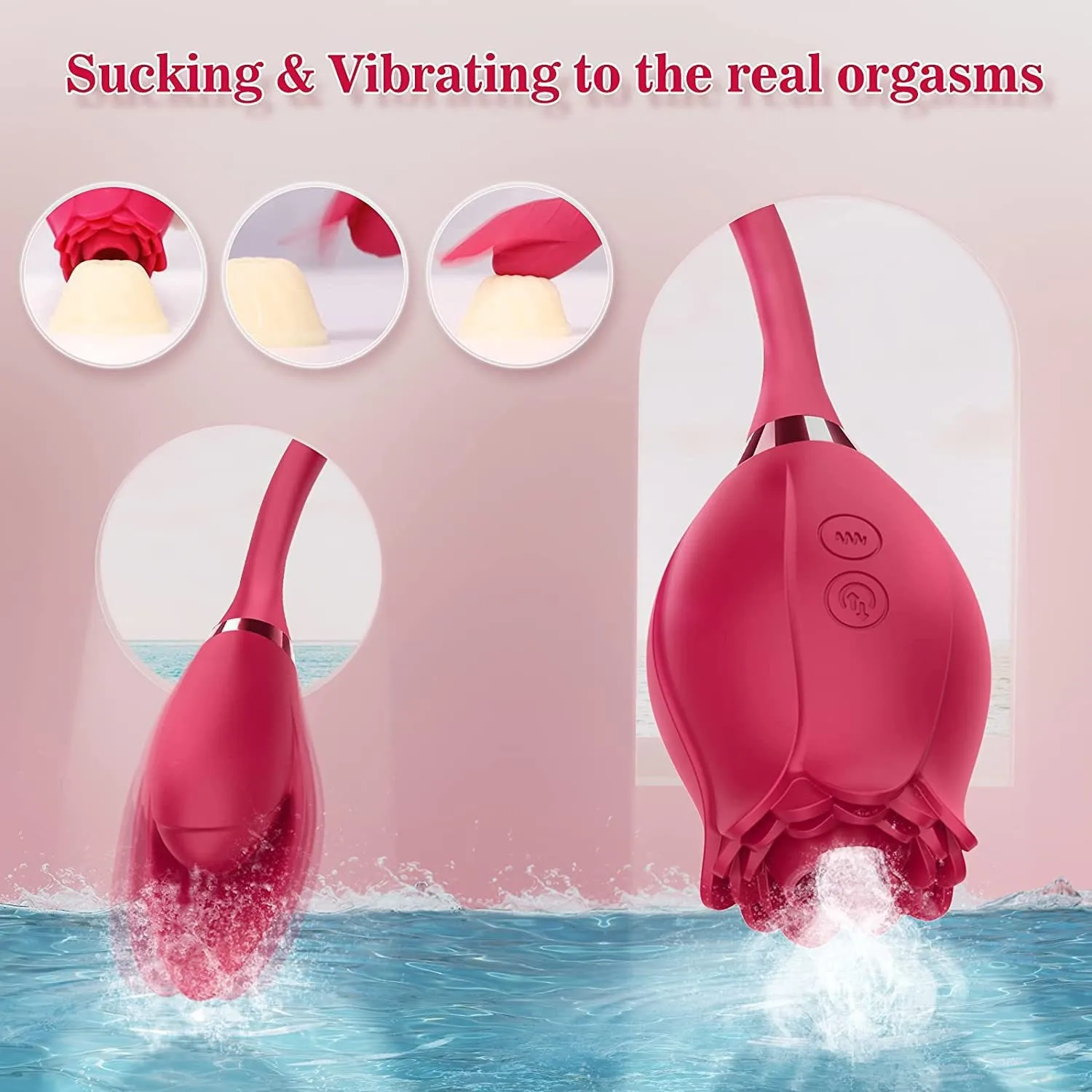 Female 2 in 1 clit electric egg wireless quiet clitoral sucking and vibrating tongue rose flower vibrator