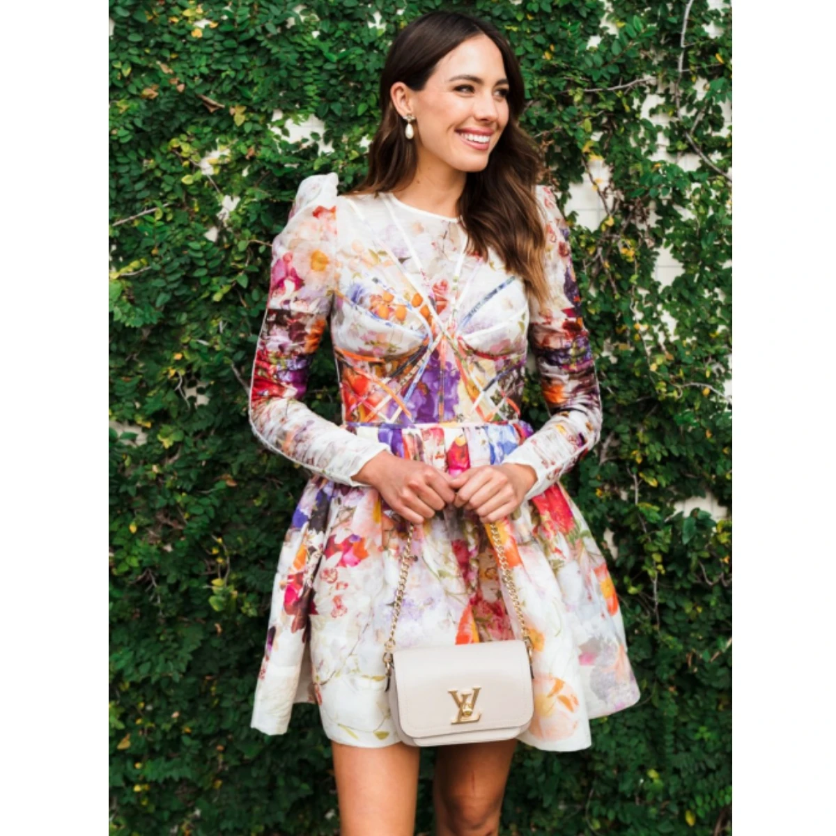 bettergirl Spring Full Sleeve Floral Casual Dress Women High Waist Ruffles Midi A-Line Dress Panelled Mini Dress