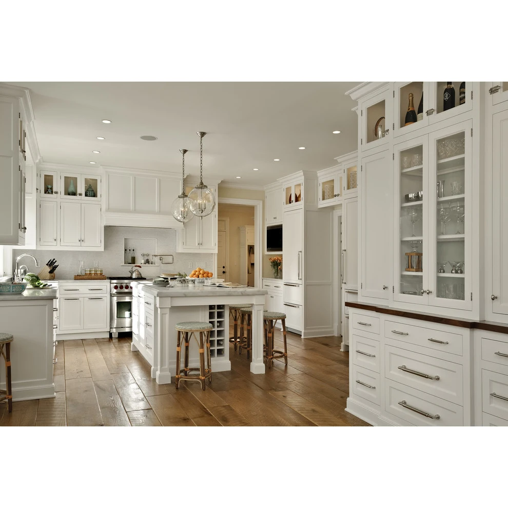 Hot selling classic design shaker blue custom island kitchen cabinets ready to assemble brass handles