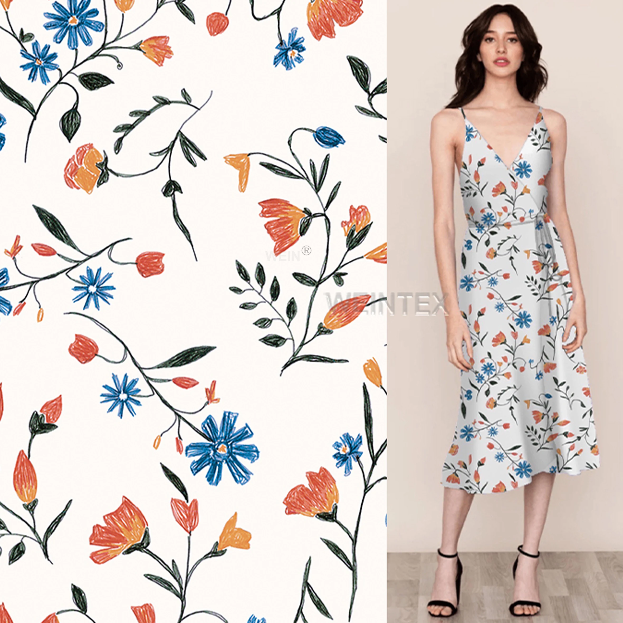 WI-R02 For Dress Print Viscose Fabric Plain Multicolor Soft Custom Shirts Customized China Blouses Style